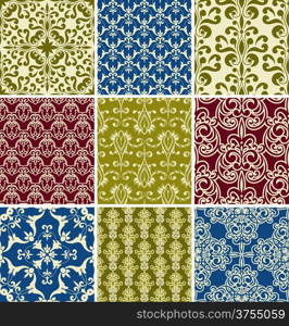 Vector seamless floral paterns, fully editable eps10 file, seamless patterns in swatch menu,
