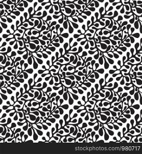 Vector Seamless Floral Pattern. Hand drawn by ink and brush. Japanese style