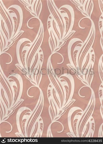 vector seamless floral pattern on crumpled paper, eps 10