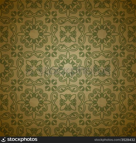 vector seamless floral pattern on grungy background with crumpled paper texture, EPS 10