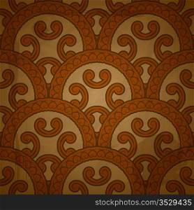 vector seamless floral pattern on red grungy background with crumpled paper texture, EPS 10