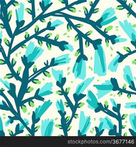 vector seamless floral pattern with abstract blue buds