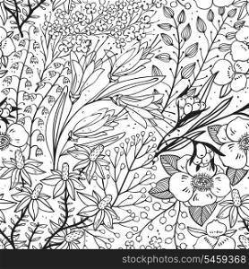 vector seamless floral pattern with blooming garden flowers