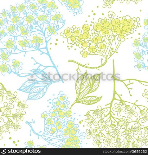 vector seamless floral pattern with blooming plants