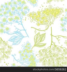 vector seamless floral pattern with blooming plants