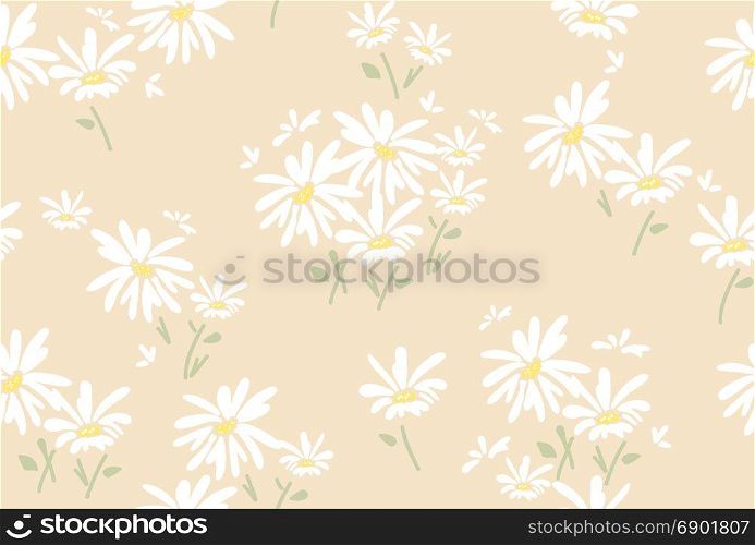 vector seamless floral pattern with chamomile flowers