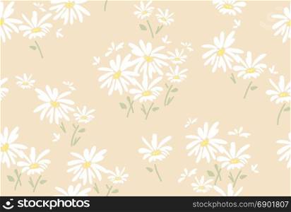 vector seamless floral pattern with chamomile flowers