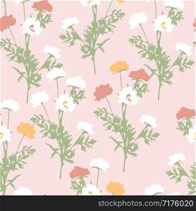 vector seamless floral pattern with colorful field flowers