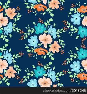 vector seamless floral pattern with daisy flowers