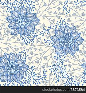 vector seamless floral pattern with flowers and grasses
