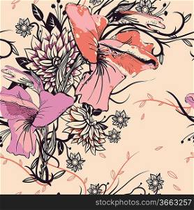 vector seamless floral pattern with gladioluses