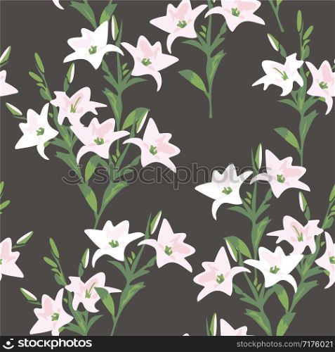 vector seamless floral pattern with lily flowers