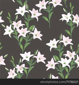 vector seamless floral pattern with lily flowers