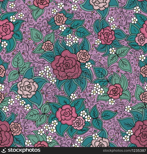 vector seamless floral pattern with roses. vector seamless floral pattern