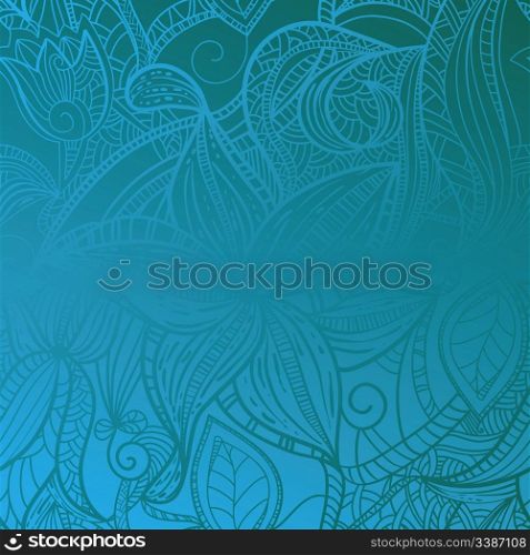 vector seamless floral vintage background on blue, space for your text.clipping mask