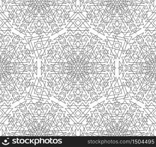 Vector Seamless Geometric Ornamental Pattern. Colouring Page