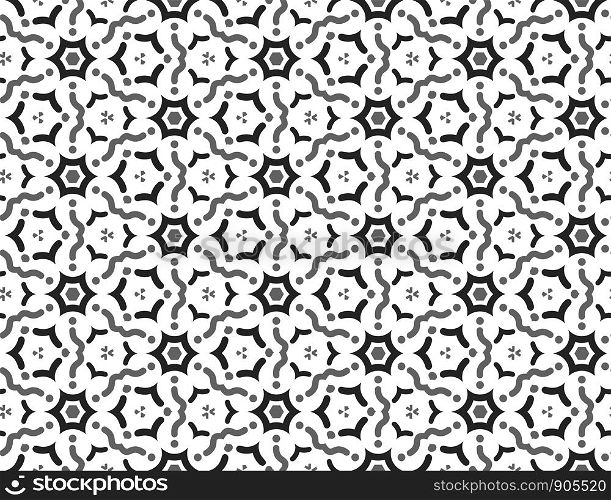 Vector seamless geometric pattern. black and grey wavy lines, shapes on white background.