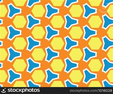 Vector seamless geometric pattern. blue, white, orange and yellow shapes.