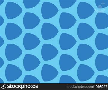 Vector seamless geometric pattern. Half lemon shapes in dark blue color on light blue background.