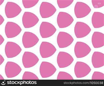 Vector seamless geometric pattern. Half lemon shapes in pink color on white background.
