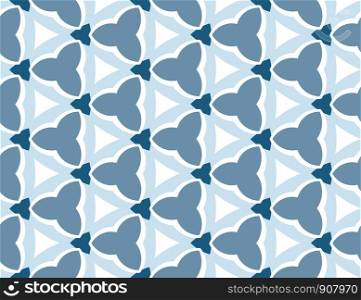Vector seamless geometric pattern. In blue color tones and white color.