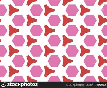 Vector seamless geometric pattern. In red and pink colors on white background.