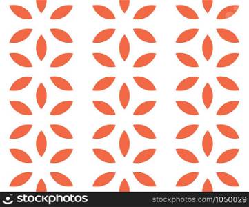Vector seamless geometric pattern. Orange flowers on white background.
