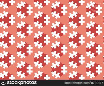 Vector seamless geometric pattern. Red and white lines, shapes.