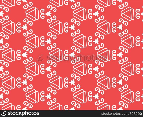 Vector seamless geometric pattern. Red background and white lines.