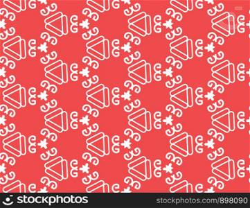 Vector seamless geometric pattern. Red background and white lines.