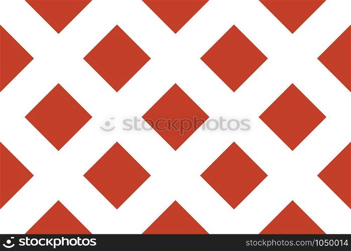 Vector seamless geometric pattern. Shaped 45 degree rotated red squares on white background.