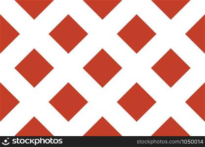 Vector seamless geometric pattern. Shaped 45 degree rotated red squares on white background.