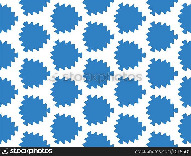 Vector seamless geometric pattern. Shaped blue leaves on white background.