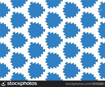 Vector seamless geometric pattern. Shaped blue leaves on white background.