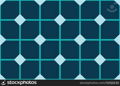 Vector seamless geometric pattern. Shaped blue, turquoise squares and lines and diamonds.