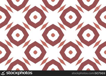Vector seamless geometric pattern. Shaped brown octagonals and diamonds on white background.