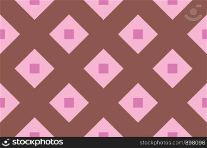 Vector seamless geometric pattern. Shaped dark and light pink squares on brown background.