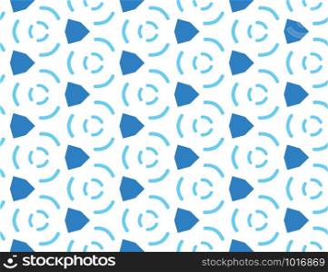Vector seamless geometric pattern. Shaped in dark, light blue colors on white background.