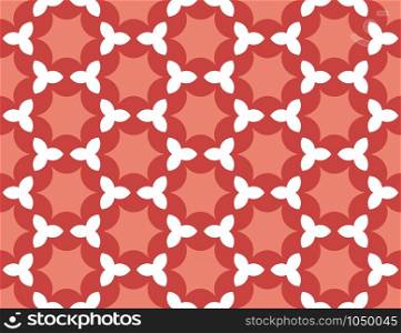 Vector seamless geometric pattern. Shaped in red and white colors.