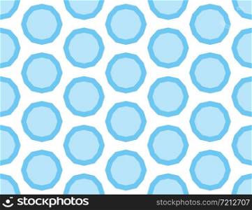 Vector seamless geometric pattern. Shaped light and dark blue circles, bubbles on white background.