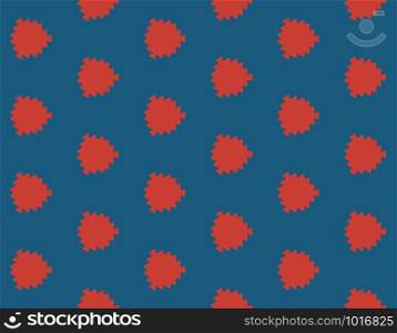 Vector seamless geometric pattern. Shaped red leaves on blue background.