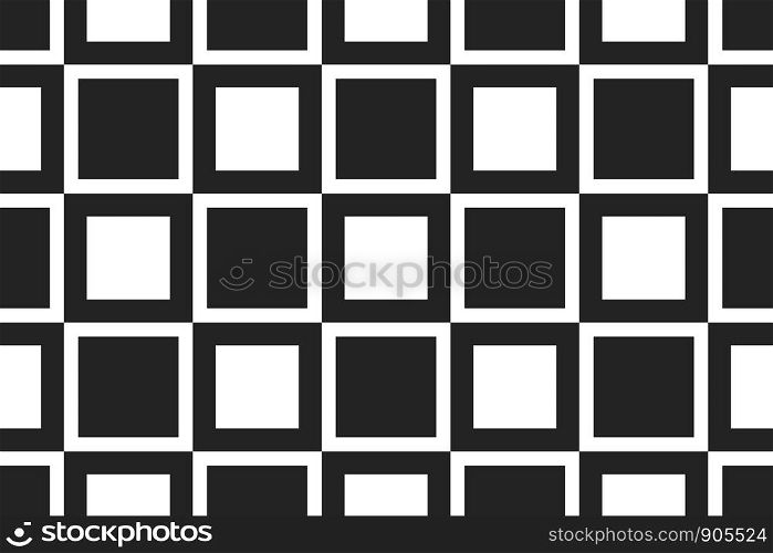 Vector seamless geometric pattern. Shaped sqaures in white and black colors.