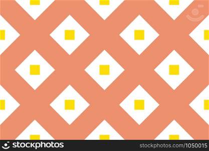 Vector seamless geometric pattern. Shaped white and yellow squares on orange background.