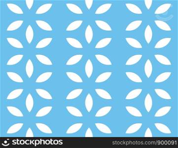 Vector seamless geometric pattern. White flowers on blue background.