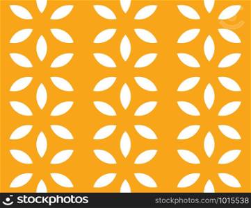 Vector seamless geometric pattern. White flowers on orange background.