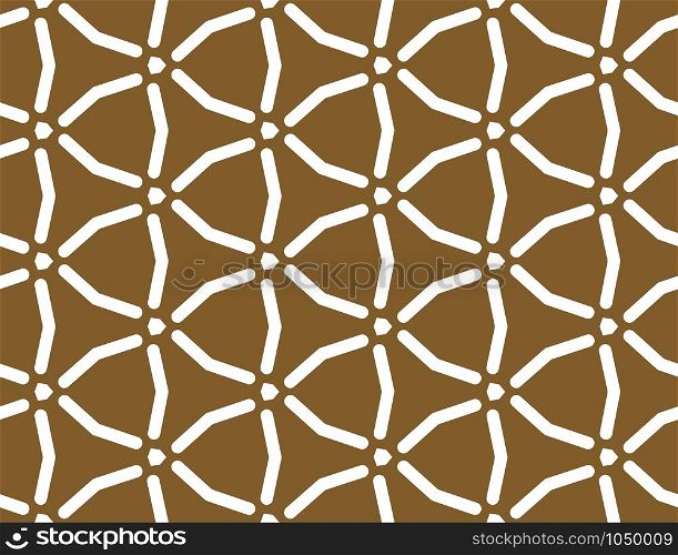 Vector seamless geometric pattern. White lines and brown background.