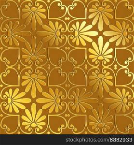vector seamless gold floral ornament. Seamless cute Golden Greek floral pattern, endless texture for wallpaper or scrap booking
