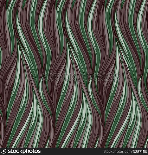 vector seamless hair tangles in green and brown, clipping masks