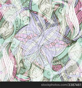 vector seamless hand drawn grunge floral pattern, clipping mask, eps10