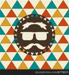 Vector Seamless hipster pattern. Hipster label on it with glasses and mustache. pattern in swatch menu